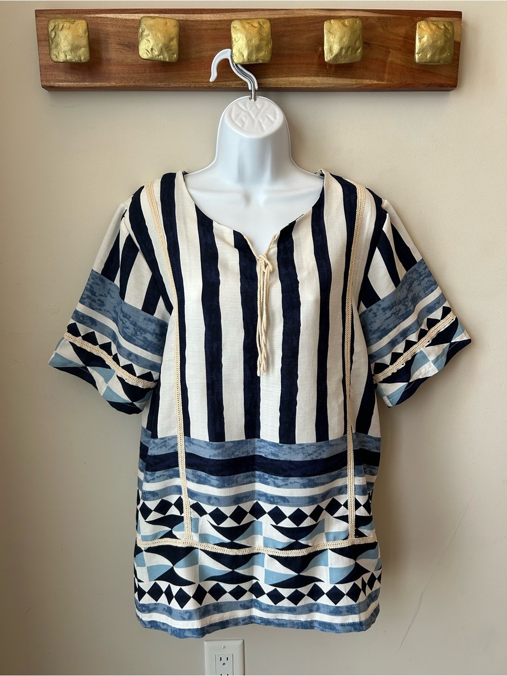 🟢 5 for $25 🟢 Striped Geometric Tunic Top Nautical Coastal Grandma Cottagecore